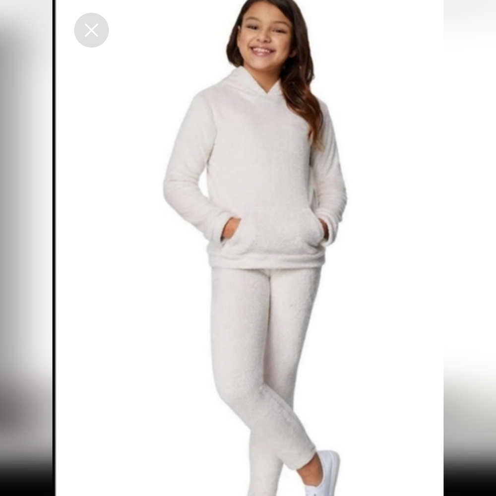 Degrees Heat Girls Plush Hoodie & Legging Set cream size 3/4